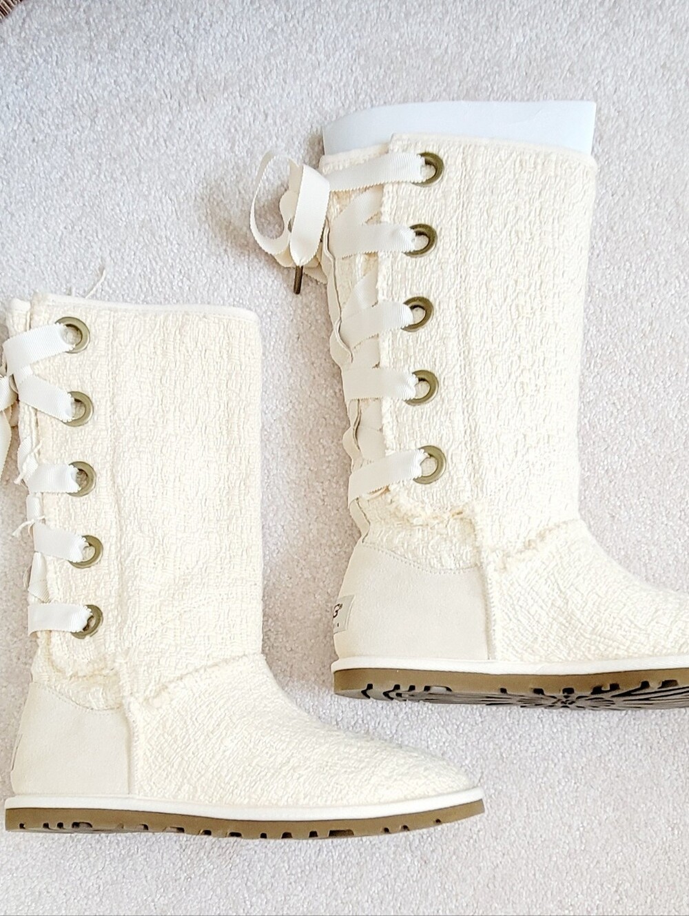 UGG Cream Lace-Up Mid-Calf Boots